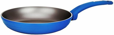 Nutrichef 9.5'' Medium Fry Pan - Non-Stick, Light Gray Inside and Blue Outside