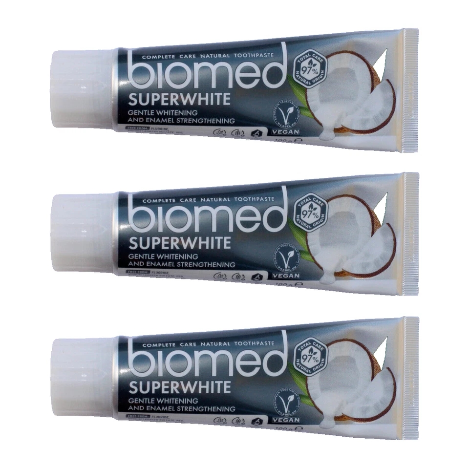 SPLAT Biomed Superwhite Zahnpasta ohne Fluorid & Vegan | 3 Tuben x 100g |