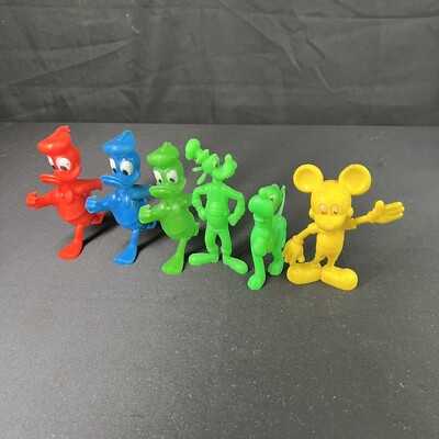 1970s MARX WALT DISNEY LOT NEON FIGURES MICKEY PLUTO GOOFY DONALD