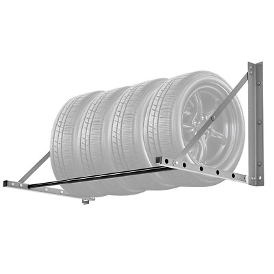 Wall Mounted Folding Tire Rack 32''- 48'' Adjustable Storage Rack for Garage