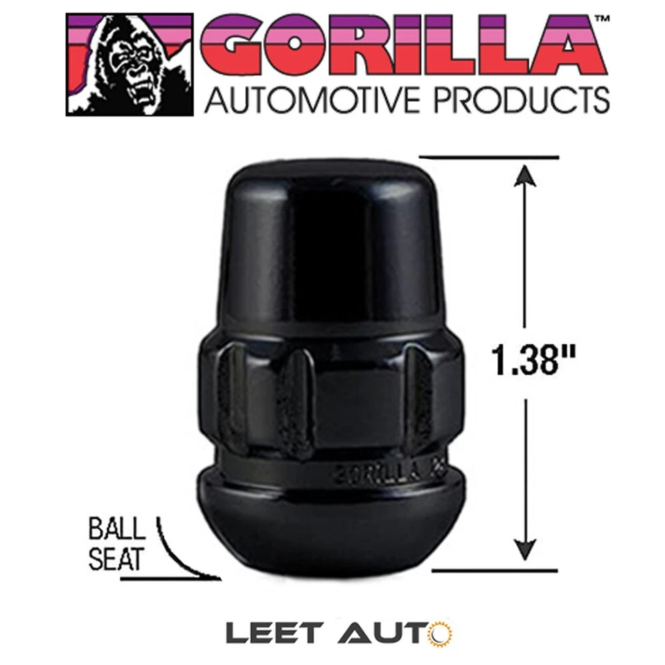 (5) Cerraduras de rueda Gorilla, asiento de bola Honda Acura, negro, 12 mm x 1,50, 38431XLBCB5 Foto 2 de 4