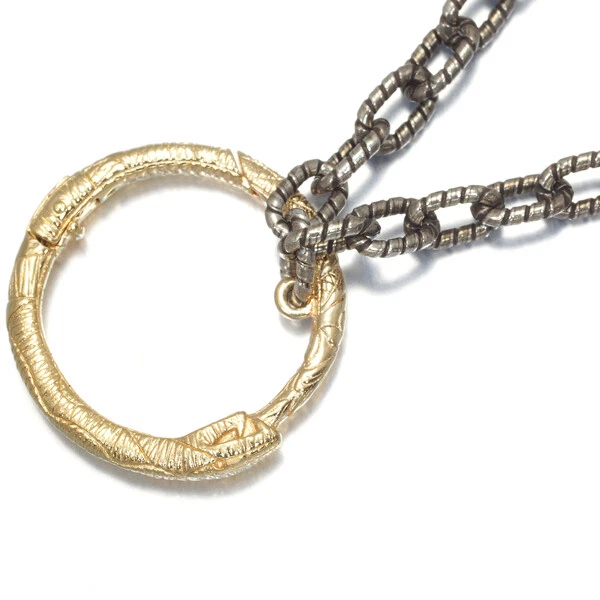 Auth GUCCI Necklace Ouroboros Snake 18K 750 Yellow Gold 925