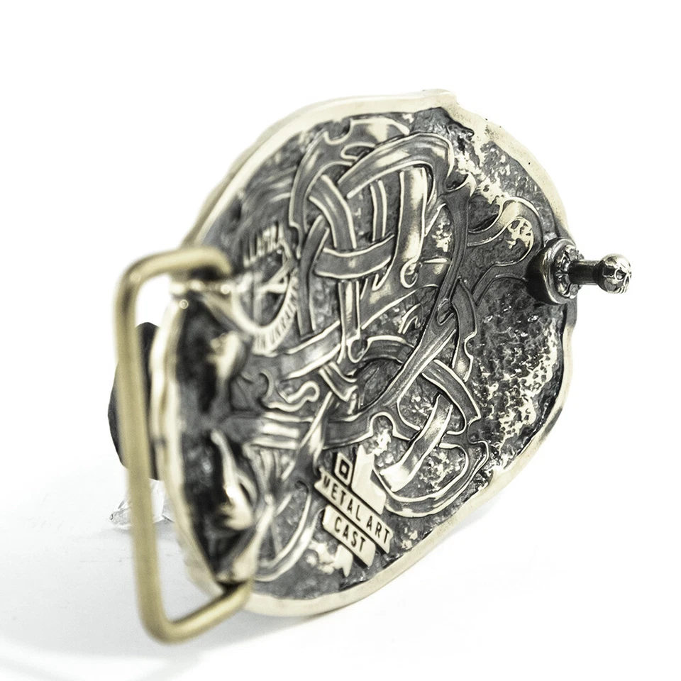 Buque de guerra vikingo Drakkar alemán hebilla de plata, guerrero celta nórdico escandinavo Foto 4 de 4