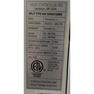 Heat Controller Cma24sa-1 2 Ton 1-zone Outdoor Mini-split Air Conditioner  R410a for sale online | eBay