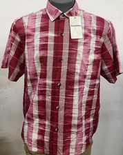 Tommy Bahama Baja Red Who Got IKat S/S Plaid Cotton Shirt NWT 125 Choose Size