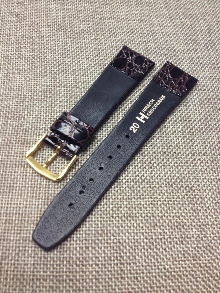 CORREA DE RELOJ DE CUERO BOMBA DE COCODRILO GENUINO CORREA DE LUJO MARRÓN OSCURO 20mm Foto 4 de 4