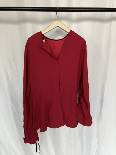 Vilshenko AW18 Red silk oversized long sleeves top 10UK - Picture 7 of 8