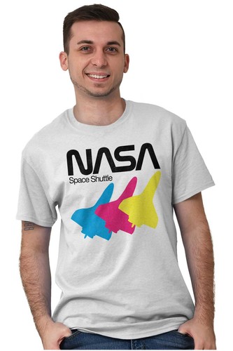 Retro NASA Worm Logo Space Shuttle Graphic T Shirt Men or Women - Picture 4 of 9