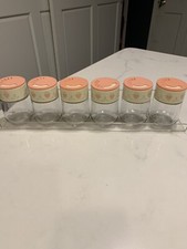 Vintage Gemco Glass Spice Jars Set of 5 with Brown & White Dial Lids — listing 3