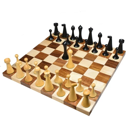 Hermann Ohme Combo Chess Set - 3.6" Ebonised Boxwood Pieces + Rosewood Board