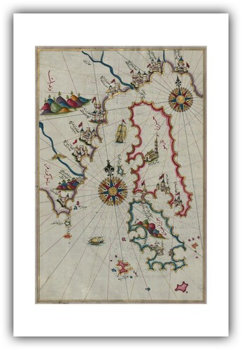 Piri Reis : "Map of the Islands of Cres, Losinj, and Unije" — Fine Art Print - Picture 6 of 7