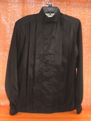 ALICIA Black Double Button Chef Front & Collar L/Sleeve Womens Top Size 10 Tall