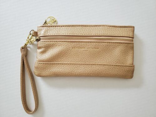 Adrienne Vittadini Womens Studio Bag Zip Around Wallet Rose Gold Clutch Wristlet
