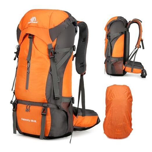 70L Waterproof Hiking Backpack for Men & Women - Orange