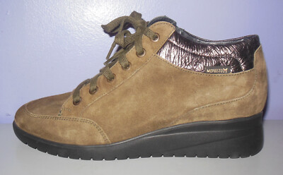 New Mephisto Ianie Brown Suede Lace-Up & Zip Wedge Ankle Boots Size 8.5