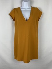 Forever 21 Womens Shirt Dress V Neck Yellow Mustard Size Small