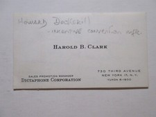Vintage Business card - DICTAPHONE CORPORATION New York City 730 Third Ave