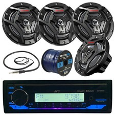 JVC Bluetooth USB Marine Boat CD Radio, JVC 6.5" Speakers, 50FT Wiring, Antenna