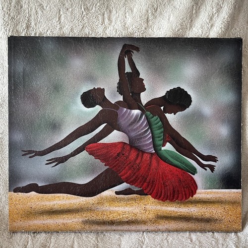 Three Woman Dancing As One Painting Signed By Artist 20x24 - Picture 2 of 5