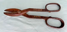 VINTAGE METAL TIN SNIPS SHEARS FORGED USA 10 INCHES CRESENT S-410
