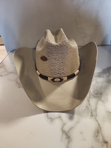 Estrella Sombreros Western Wear Stiff Straw Cowboy Hat W/Leather Headband 6 7/8 - Picture 10 of 16