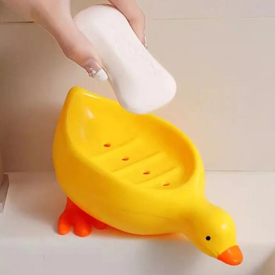 Soap Rack Plastic Soap Dish Self Draining Soap Holder Cute Soap Tray Box^