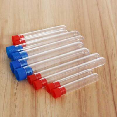 Plastic Clear Lab Test Tubes Sample Container Food Bottle with Colorful Stopper