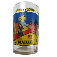 Vtg TOM & JERRY cartoon #16 La Plongee by Maille children juice glass