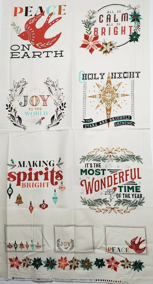 CHEER & MERRIMENT PANEL Moda Fabrics quilting sew CHRISTMAS Hymns Bible 45530-11 - Image 2 of 4