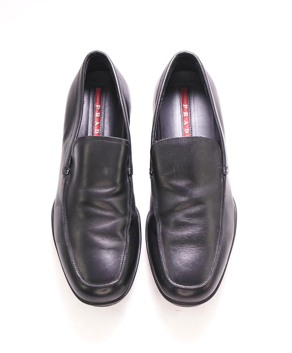 $795 PRADA - *LINEA ROSSA* Black Slip On Logo Vamp Loafer - 8.5 US