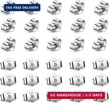 30pcs/15 Pairs Hypoallergenic Earring Backs Replacement,Plated Silver Secure Ear