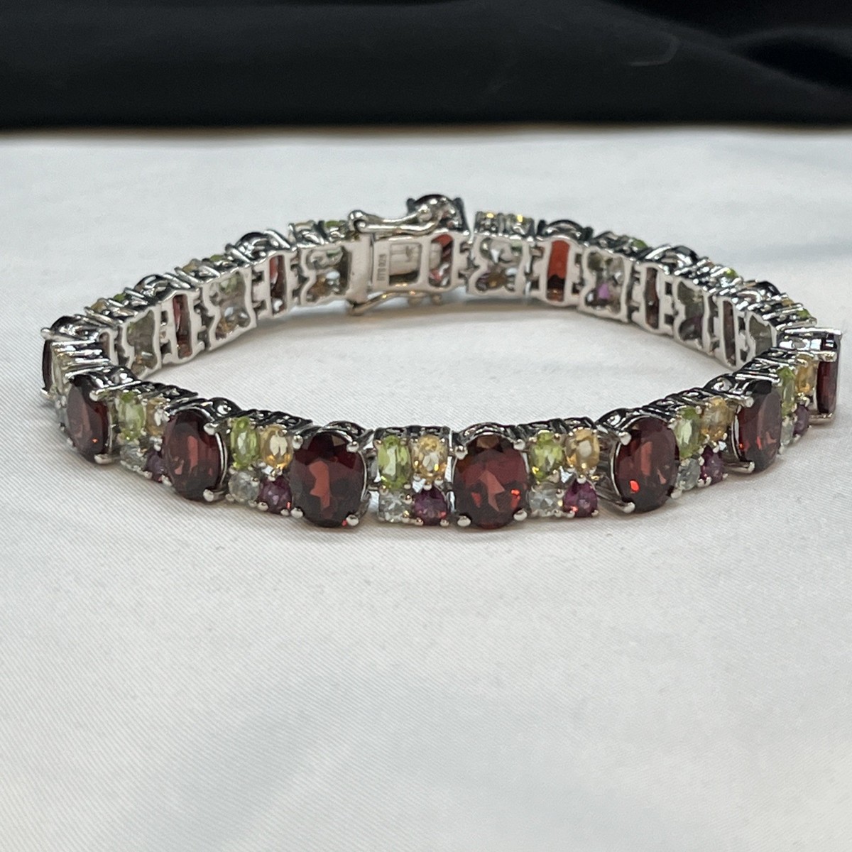 GARNET CROW シルバーブレスレット Sterling Silver STS 925 Garnet Multi Gemstone Tennis Bracelet 7.25