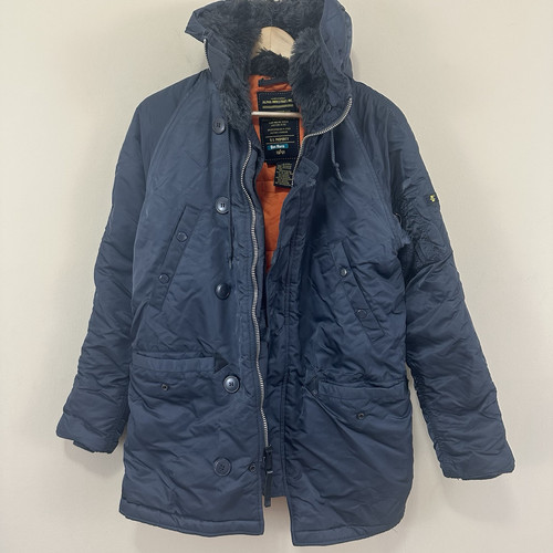 Alpha Industries n-3b Extreme Cold Weather Hooded Parka Navy Men’s Size S - Picture 1 of 12