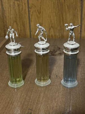 RARE VINTAGE AQUA VELVA SPORTS COLLECTION AFTER SHAVE TROPHY BOTTLES
