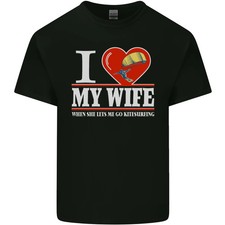 Camiseta de algodón ligero I Heart My Wife Kitesurfing Kitesurfer para hombre
