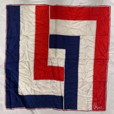 Vintage VERA Neumann Scarf  Signed  Red  Blue 30" x 30"