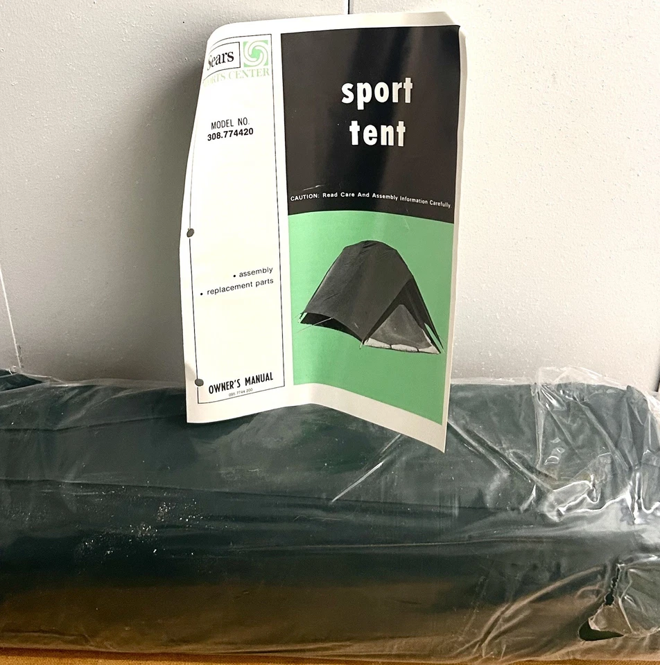 Винтажная двухместная нейлоновая спортивная палатка Sears модель A-frame 308.774420 НЕИСПОЛЬЗОВАННАЯ 1970-е - Изображение 2 из 2
