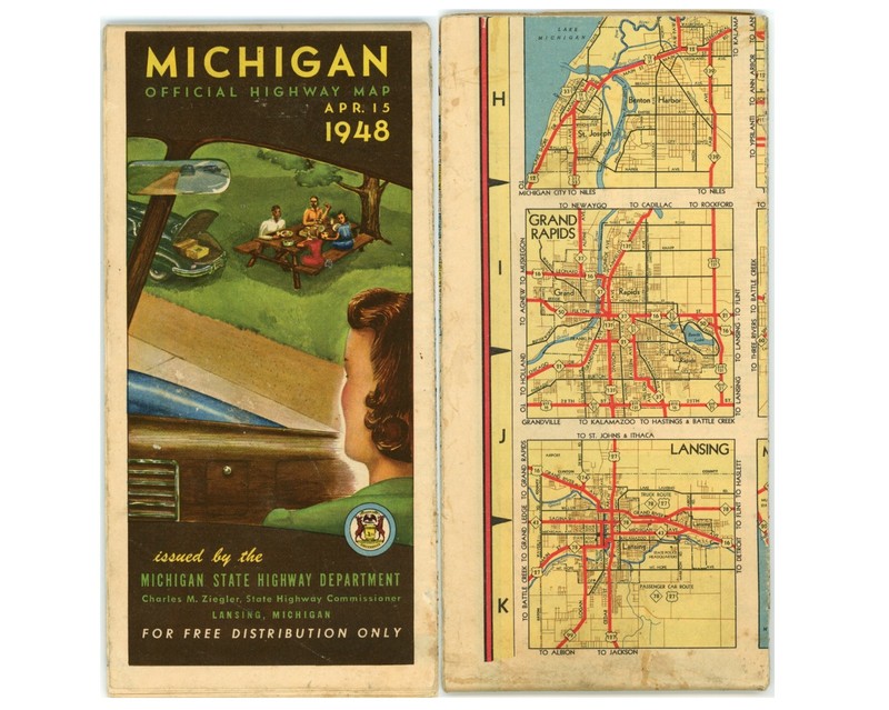 Vintage 1948 Michigan (April 15) Official Road Map – State Highway Department