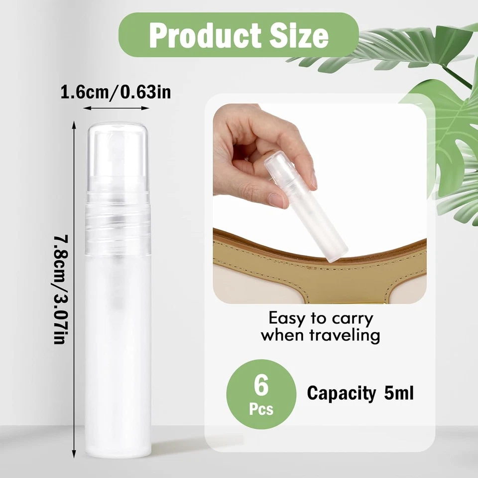 Mini Parfüm Flasche 5ml 6 Stück Kunststoff Reise Sprühflasche leere Duft Sprayer - Bild 4 von 4