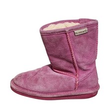 Bearpaw Emma Pink Boots Girls Size 11 Slip On Sherpa Lined Slippers
