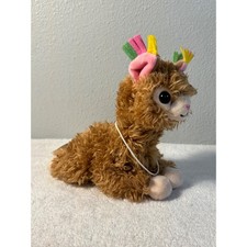 Frankford Baby Llama 7" Brown Alpaca Plush Multicolored Ears Stuffed Animal Toy