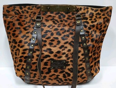 Patricia Nash Benvenuto Bag Tote Purse Leopard Animal Print Leather Carry On