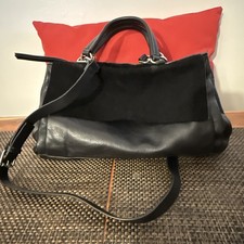 Zara Woman Black Leather Satchel Shoulder Bag...