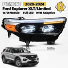 Full LED Headlight w/LED DRL For 2020-2024 Ford Explorer Right Passenger Chrome