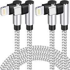 2-Pack MFi-Certified 90 Degree USB-C to Lightning Fast Charger 10ft