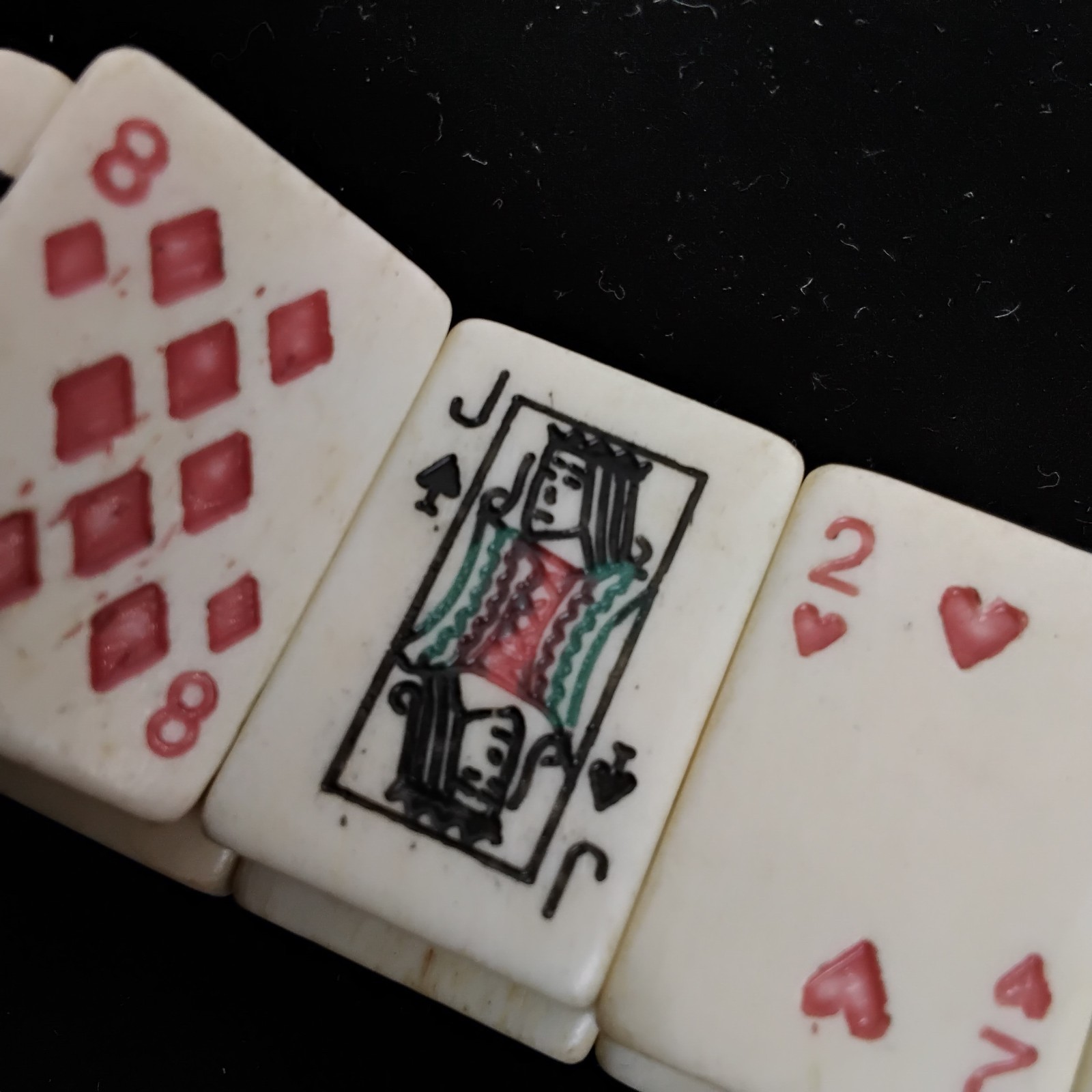 Bone Beaded Bracelet Rectangular Card Beads Vinta… - image 4