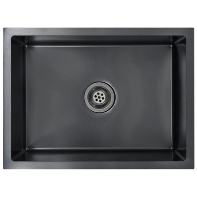 vidaXL Handmade Single Bowl Kitchen Sink - Black Stainless Steel - Undermount/Fl