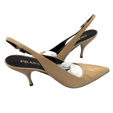 NWOB Prada Leather Slingback Pleated Pumps / Heels Size 36.5 Made in Italy