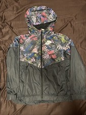 Nike Girl's Black Sportswear Nike Print Long Sleeve Windrunner Jacket Size XL