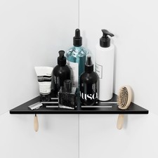 lives Corner Shower Shelf 10" Slot Design Recessed Line-1pcs, Black